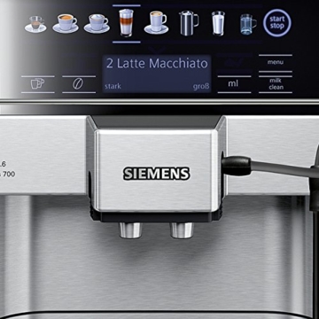 Siemens TE617503DE Kaffeevollautomat EQ.6 700 Direktanwahl durch Sensorfelder, oneTouch DoupleCup, elektronischer Füllstandssensor, edelstahl / mittelgrau - 